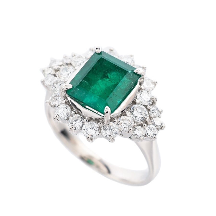 【中古A品】  ノンブランドジュエリー ムゾー ビビットグリーン   プラチナ900 銀座