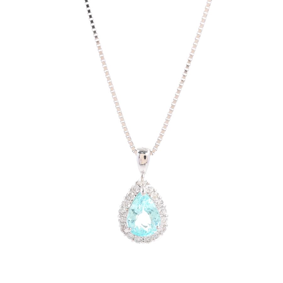 【中古A品】  ノンブランドジュエリー パライバトルマリン ネックレス   K18ホワイトゴールド 銀座