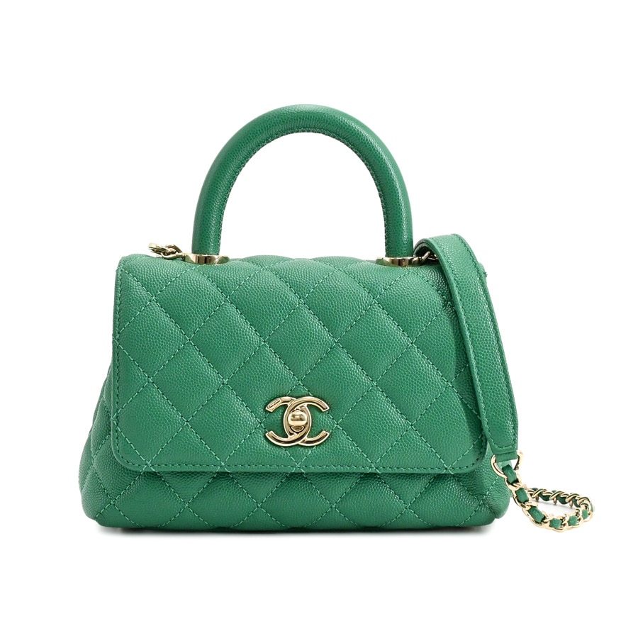 【中古A品】  シャネル トップハンドルミニフラップバッグ  AS2215 キャビア 新宿歌舞伎町店