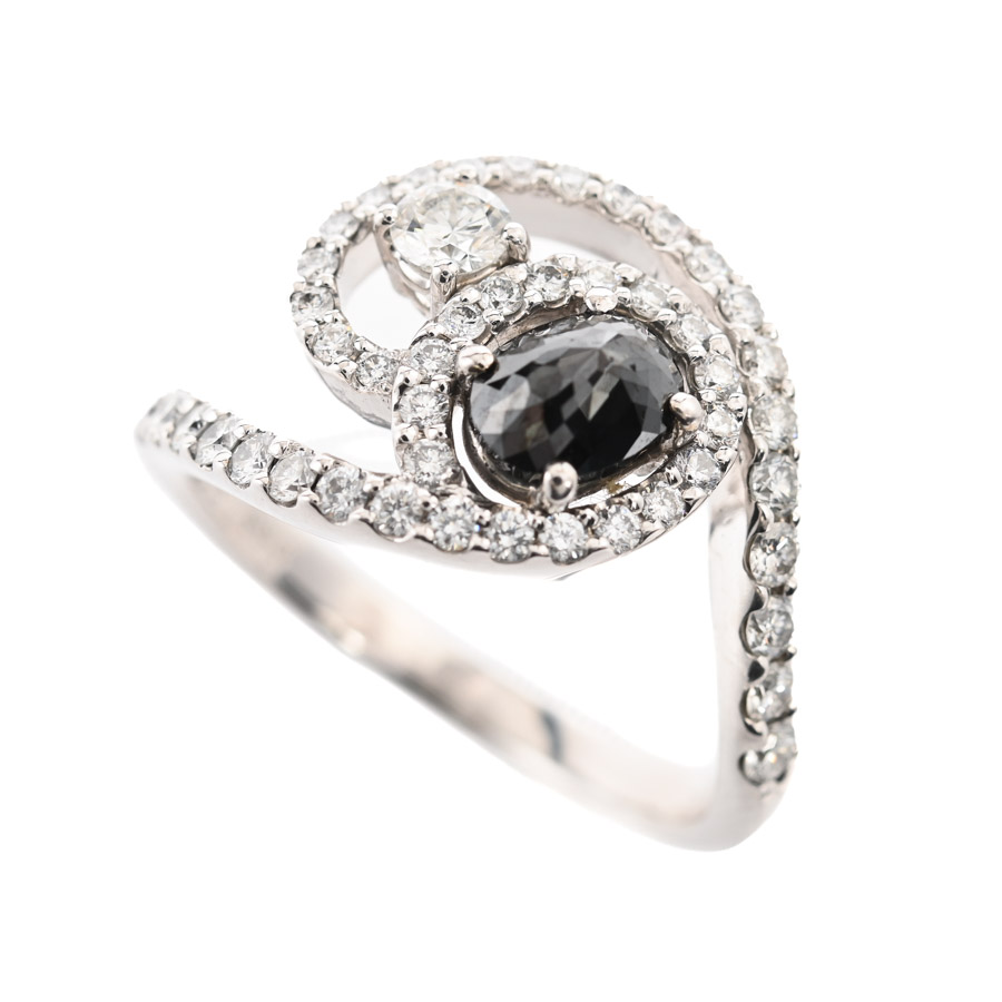 【中古A品】  ノンブランドジュエリー ブラックダイヤ リング   K18ホワイトゴールド 銀座