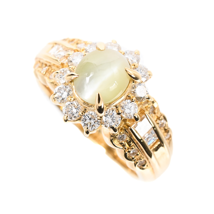 【中古A品】  ノンブランドジュエリー クリソベリルキャッツ リング   K18YG 横浜関内店