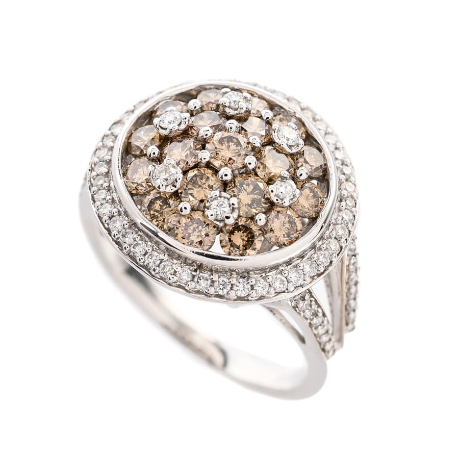 【中古A品】  ノンブランドジュエリー ブラウンダイヤ リング   K18ホワイトゴールド 元町本店