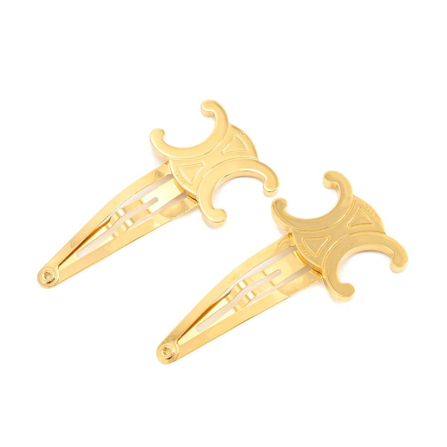 【中古A品】  セリーヌ スナップヘアクリップ2コセット  46Z656 ゴールドメッキ THE YOKOHAMA FRONT