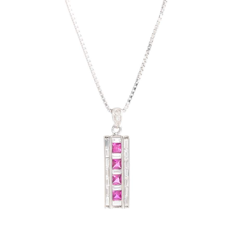 【中古A品】  ノンブランドジュエリー ルビー ネックレス   プラチナ900/850 銀座