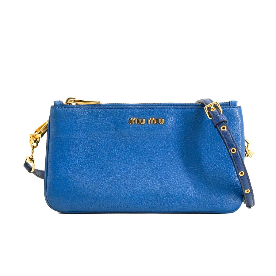 【中古AB品】  ミュウミュウ 2WAYショルダーバッグ   型押しレザー 元町本店