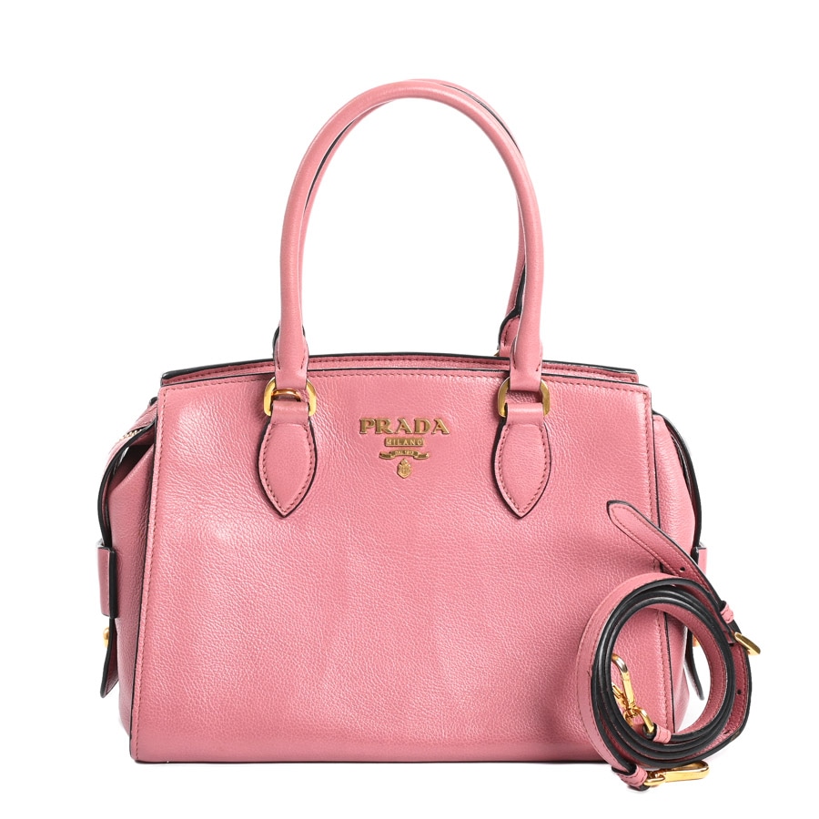 【中古AB品】  プラダ 2WAYハンドバッグ   型押しレザー 元町本店