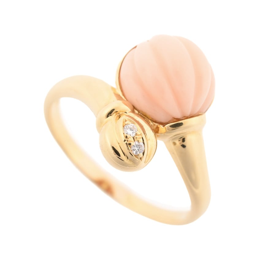 【中古A品】  ノンブランドジュエリー サンゴ リング   K18YG 横浜関内店