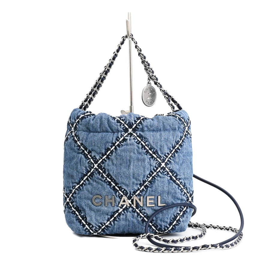 【中古SA品】  シャネル CHANEL22ミニハンドバッグ CHANEL22 AS3980 デニム THE YOKOHAMA FRONT