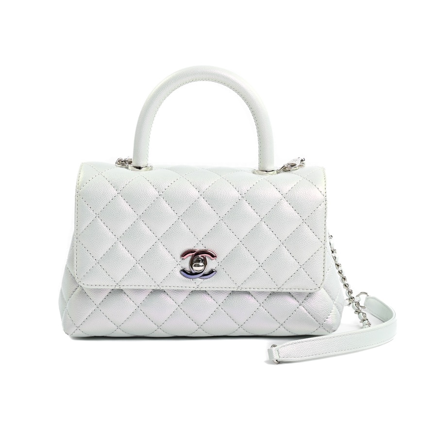 【中古A品】  シャネル トップハンドルフラップバッグ  A92990 キャビア 元町本店