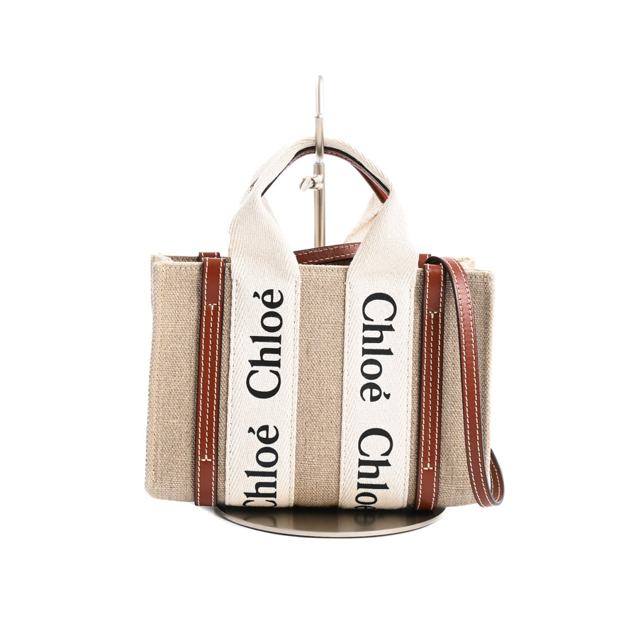 【中古A品】  クロエ WOODYミニトートバッグ  CHC22AP237I2690U リネン 新宿歌舞伎町店