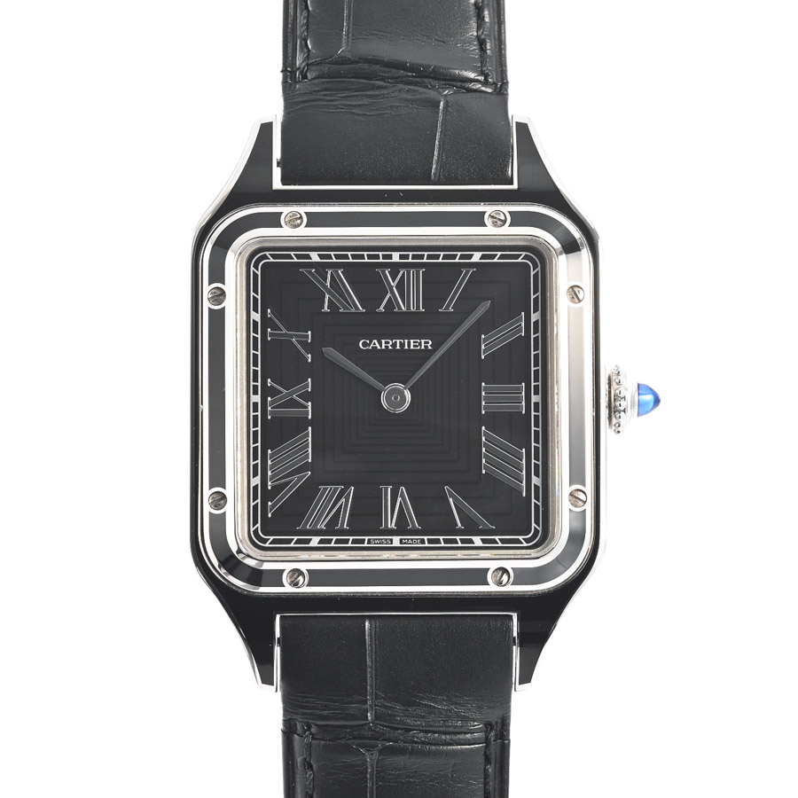 【中古A品】  カルティエ サントスデュモンLM ブラックラッカー  WSSA0046 ステンレス 元町本店