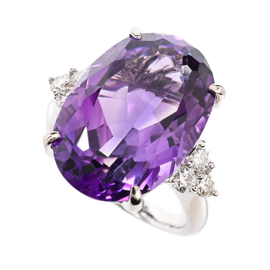 【中古A品】  ノンブランドジュエリー アメシスト リング   K18ホワイトゴールド 横浜関内店