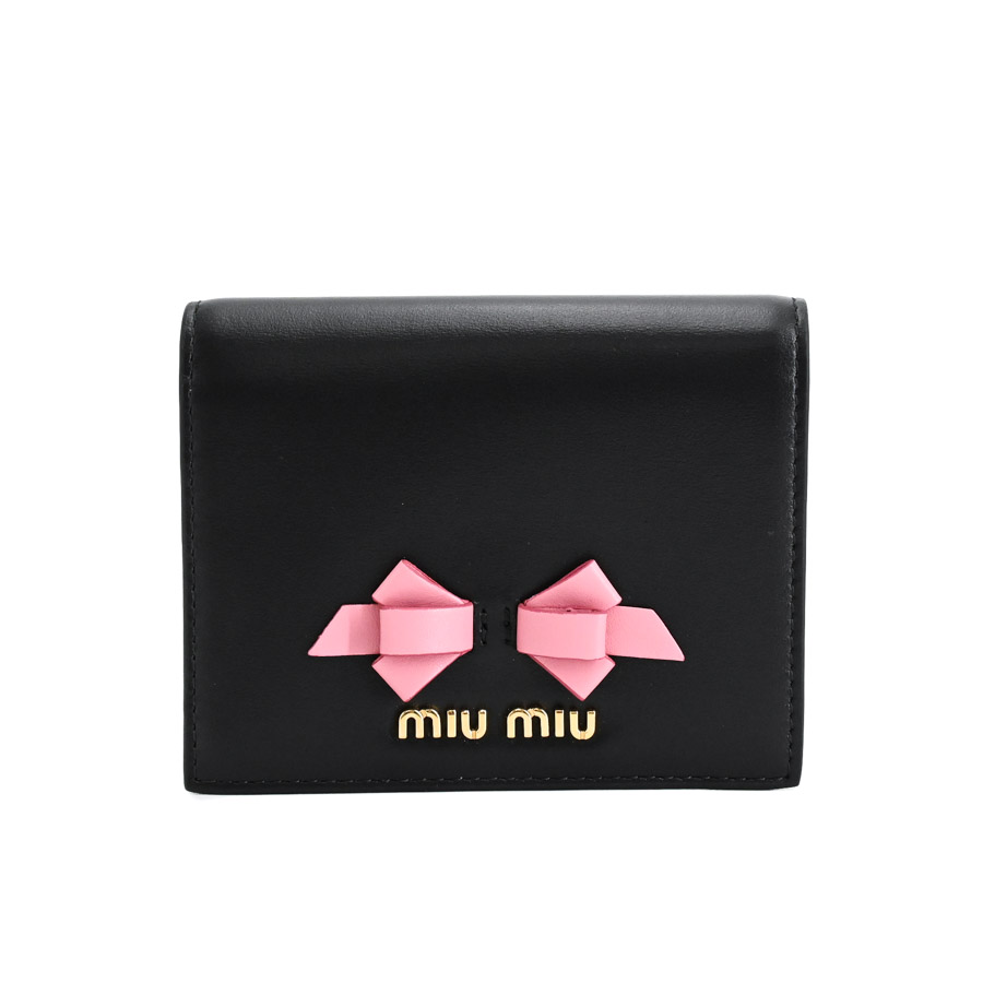 【中古AB品】  ミュウミュウ 2つ折り財布  5MV204 カーフ 横浜関内店