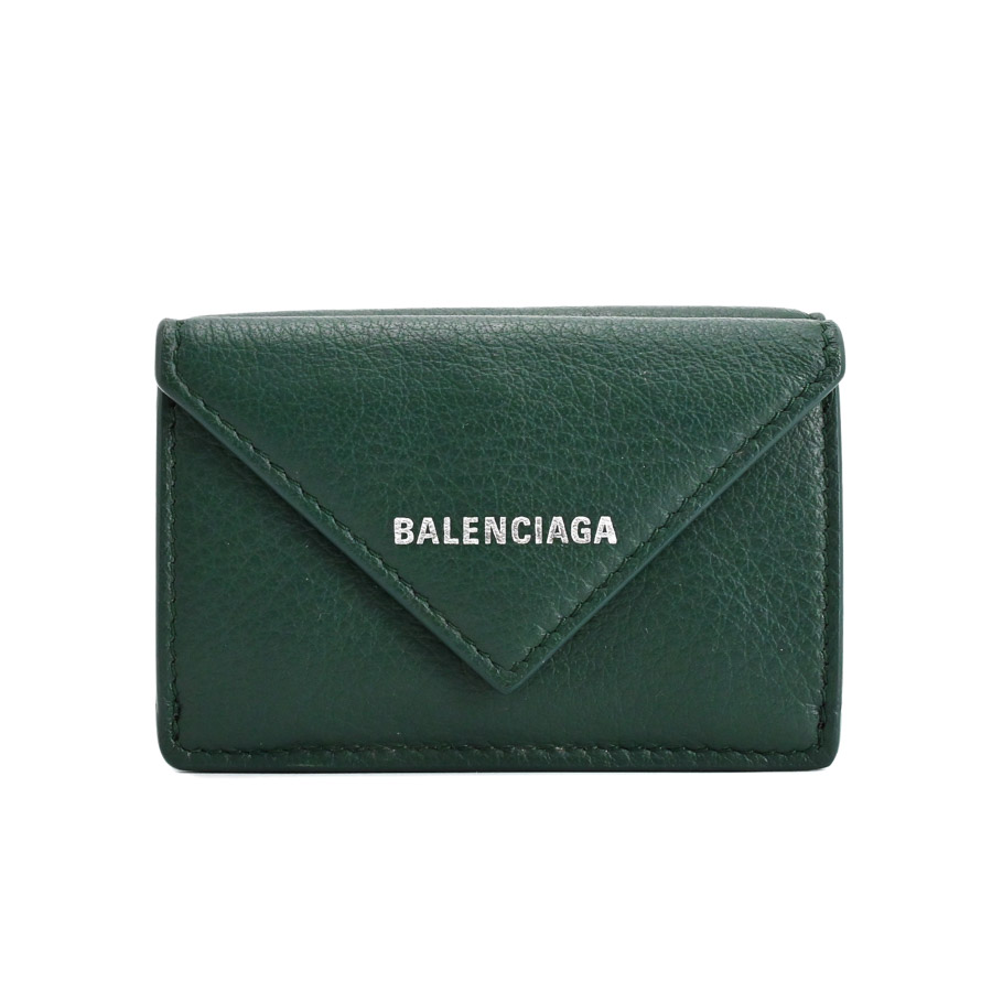 【中古A品】  バレンシアガ ペーパーミニウォレット  391446 カタオシレザー THE YOKOHAMA FRONT