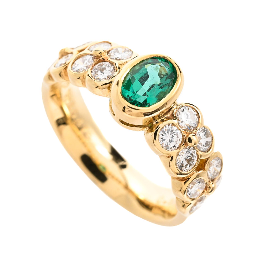 【中古A品】  ミラショーン エメラルド リング   K18イエローゴールド 元町本店