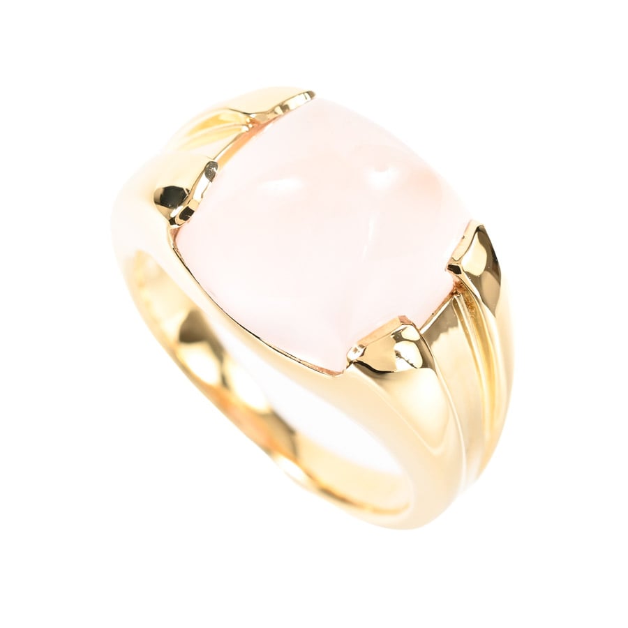 【中古A品】  タサキ ローズクォーツ リング   K18イエローゴールド 銀座