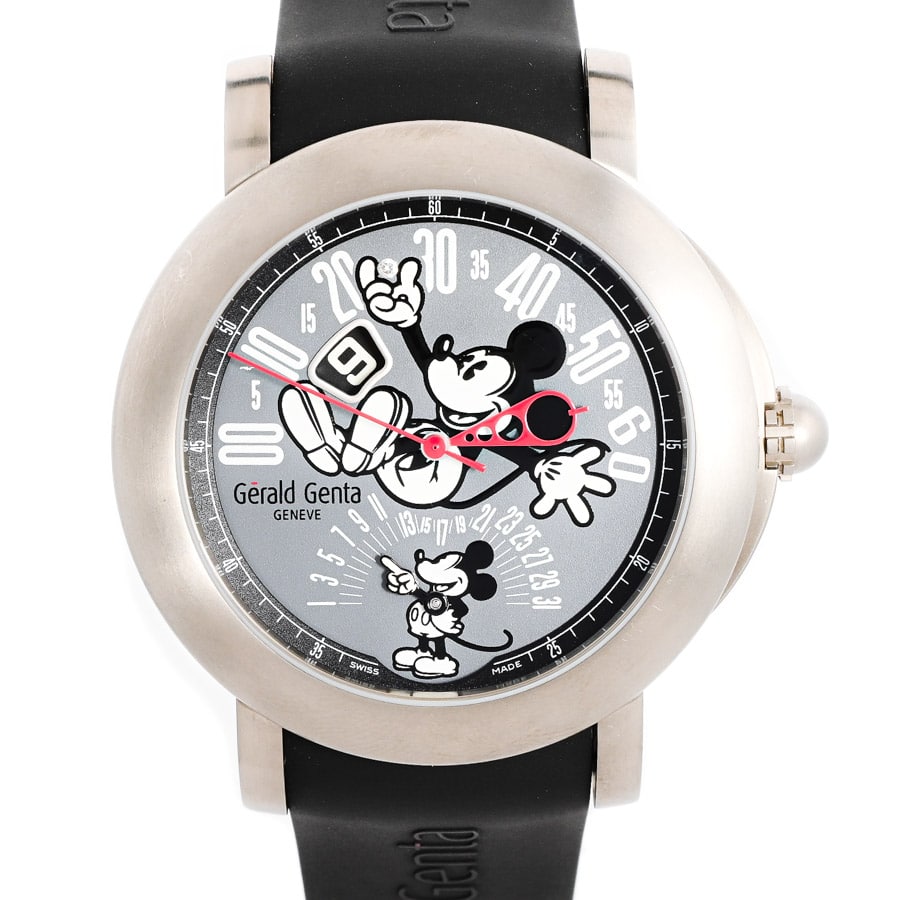【中古A品】  ジェラルドジェンタ レトロファンタジー ミッキー ランニング  BSP.Y.80.240.CA.BD チタニウム SHIBUYA