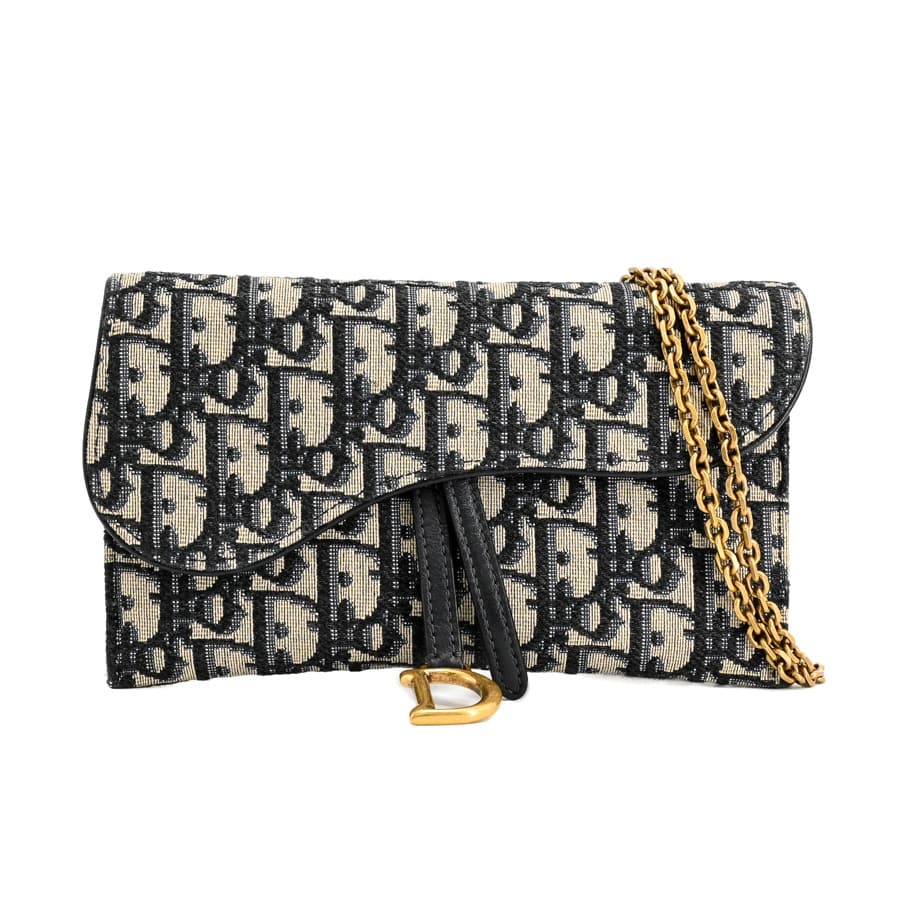 【中古A品】  ディオール サドルチェーンポーチスモール  S5614CTZQ_M928 ジャガード THE YOKOHAMA FRONT