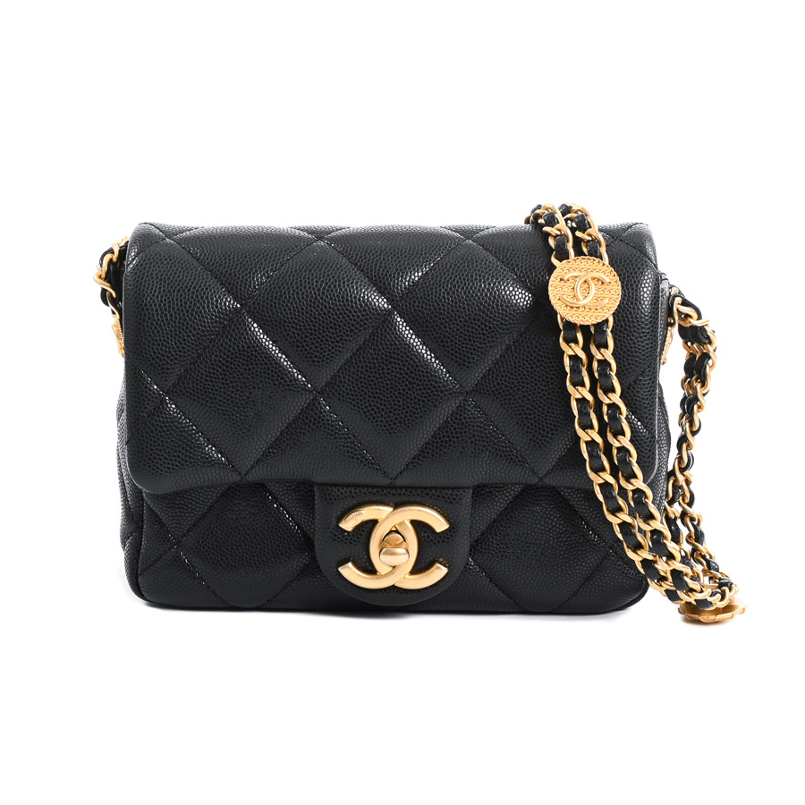 【中古A品】  シャネル ミニフラップチェーンショルダーバッグ  AS3368 キャビア 銀座