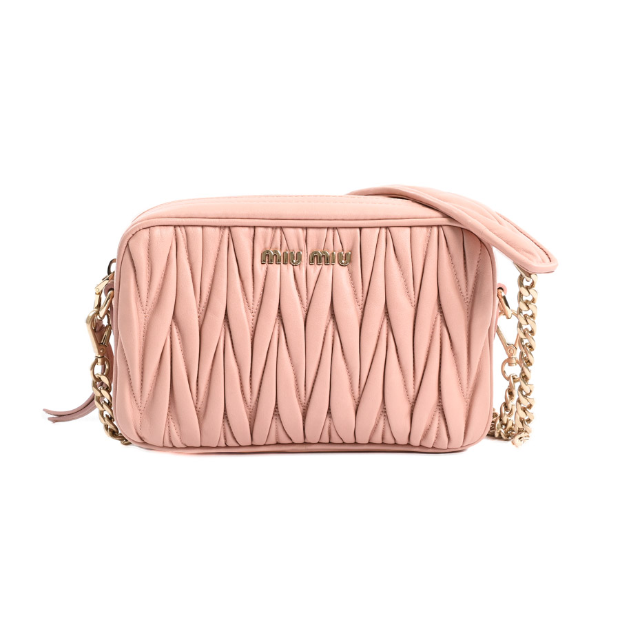 【中古A品】  ミュウミュウ チェーンショルダーバッグ  5BH118 ラムスキン 元町本店