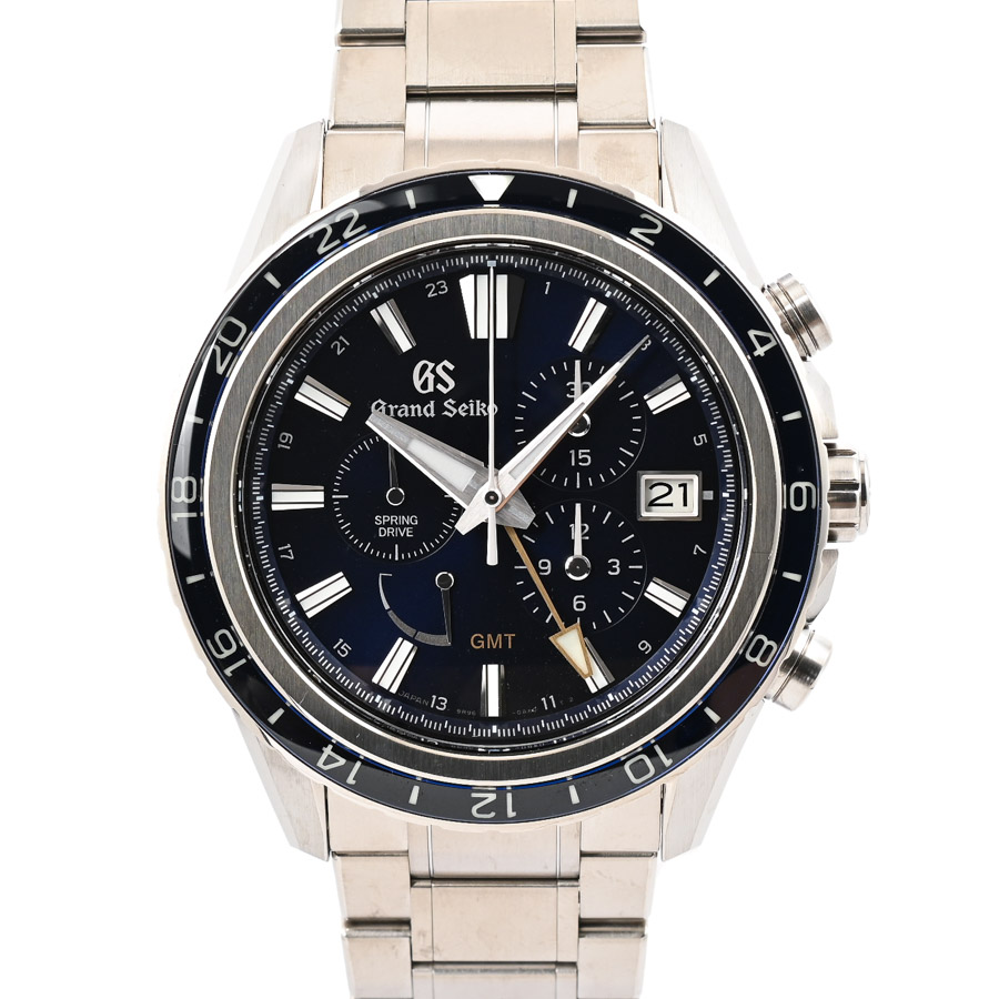 【中古A品】  グランドセイコー スプリングドライブ クロノグラフ GMT 誕生15周年記念  SBGC249 チタニウム 銀座