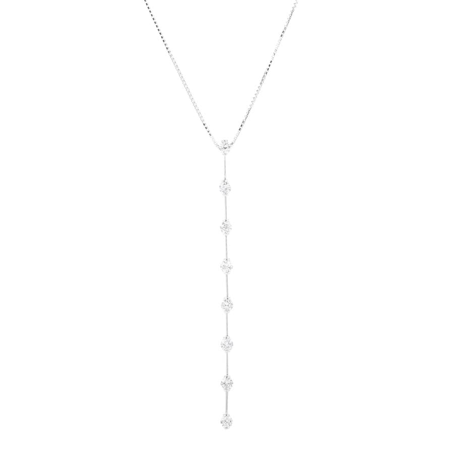 【中古A品】  ライン ダイヤ ネックレス   K18ホワイトゴールド 横浜関内店