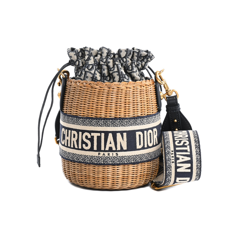 【中古A品】  ディオール オブリークウィッカーバケットバッグ  M7600CMVO_M918U ジャガード 新宿歌舞伎町店