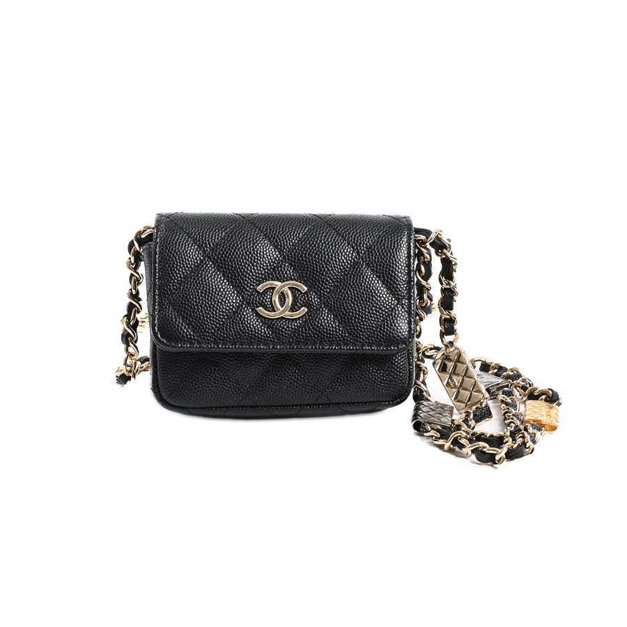 【中古A品】  シャネル チェーンベルトバッグ  AP2401 キャビア 銀座