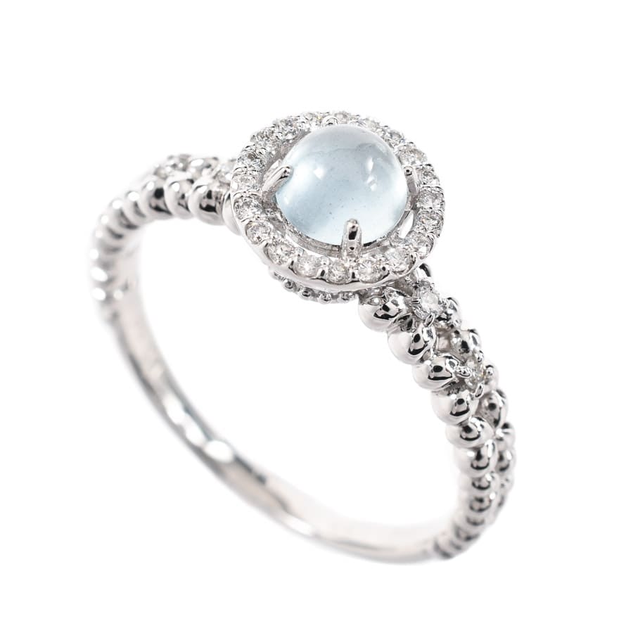 【中古A品】  ノンブランドジュエリー アクワマリン リング   K18ホワイトゴールド THE YOKOHAMA FRONT