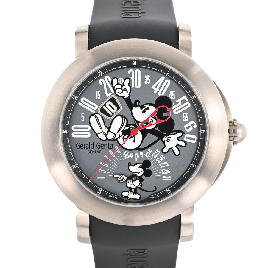 【中古A品】  ジェラルドジェンタ レトロファンタジー ミッキー ランニング  BSP.Y.80.240.CA.BD チタニウム SHIBUYA