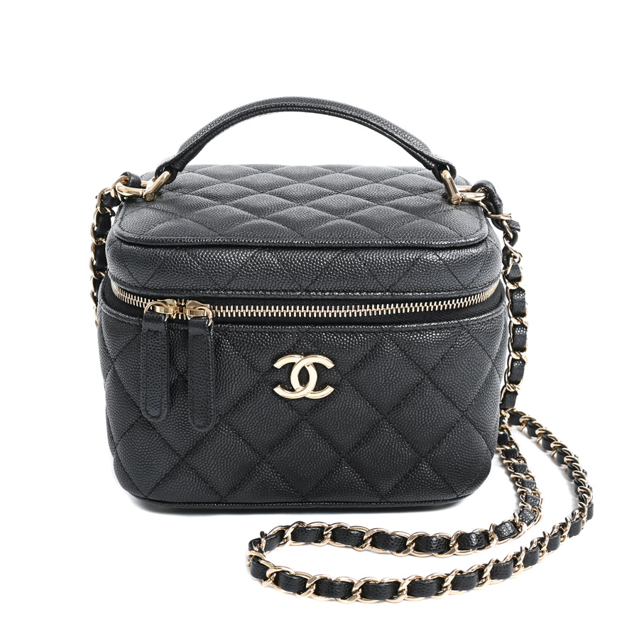 【中古A品】  シャネル スモールヴァニティチェーンショルダーバッグ  AS3171 キャビア 銀座