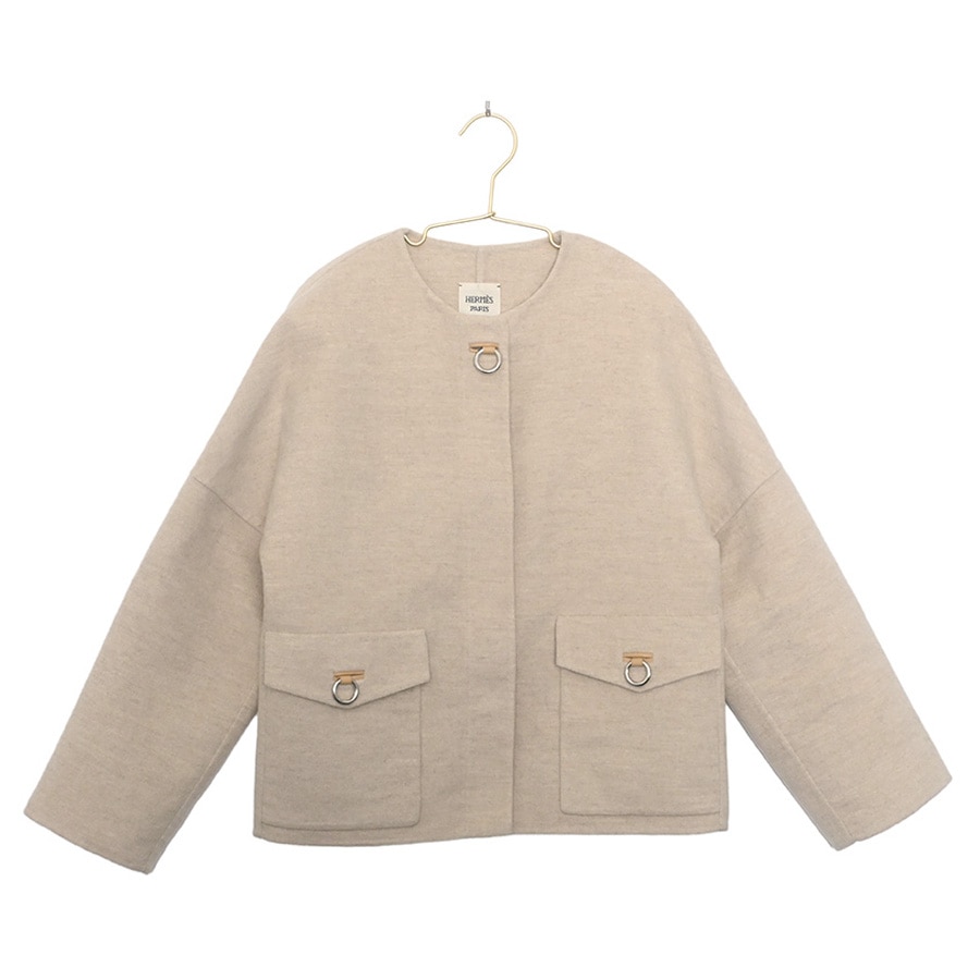 【中古A品】  エルメス リングクラスプショートコート  3E0109DZ カシミア 元町本店