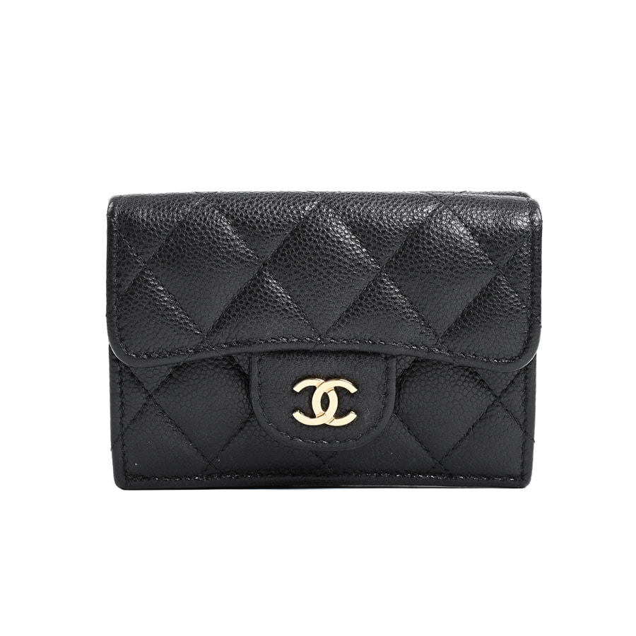 【中古AB品】  シャネル クラシックスモールフラップウォレット  AP0230 キャビア 銀座