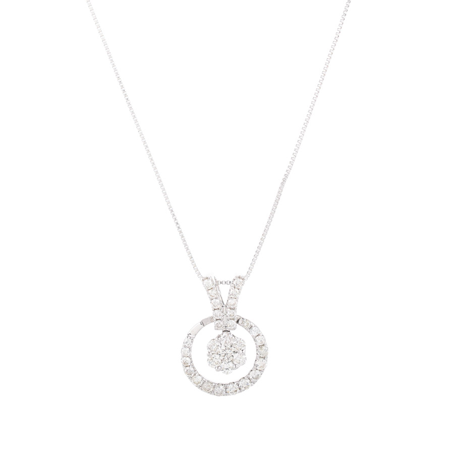 【中古A品】  ノンブランドジュエリー ダイヤ ネックレス   K18ホワイトゴールド SHIBUYA