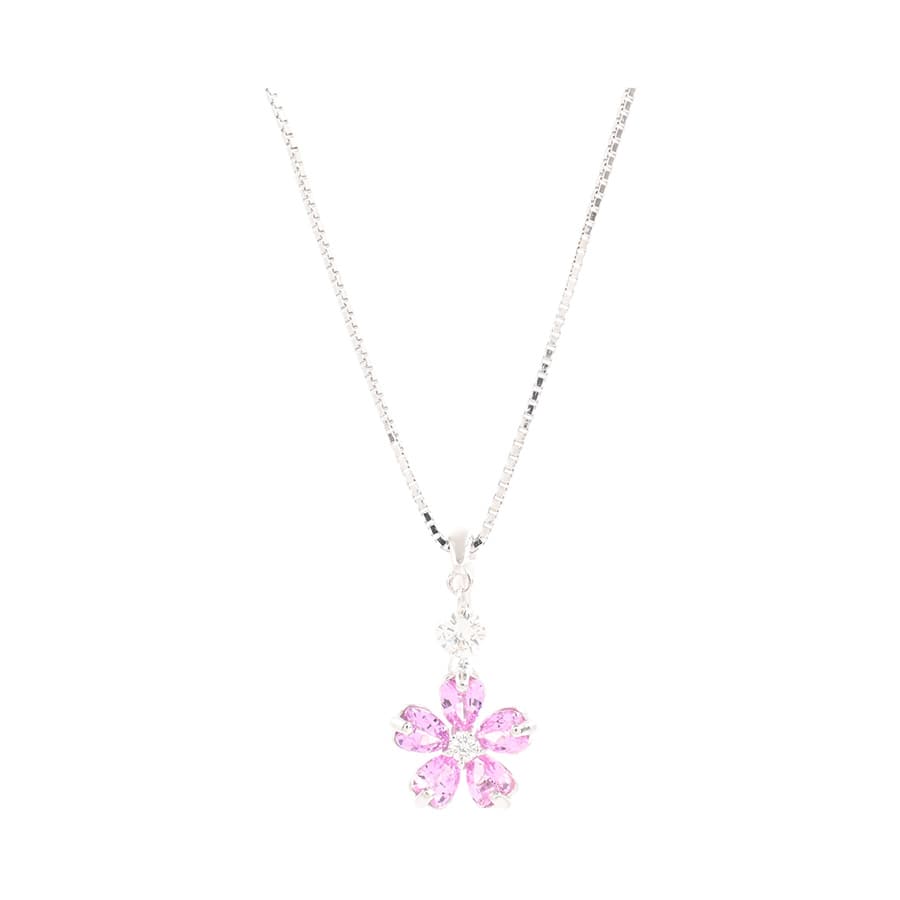 【中古A品】  ノンブランドジュエリー ピンクサファイア ネックレス   K18ホワイトゴールド SHIBUYA