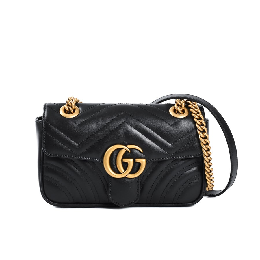 【中古A品】  グッチ GGマーモントスモールショルダーバッグ GGマーモント 446744 カーフ THE YOKOHAMA FRONT