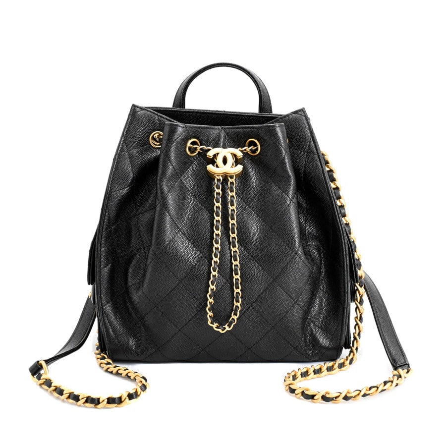 【中古SA品】  シャネル CHANEL25ミディアムバックパック  AS5600 キャビア 銀座