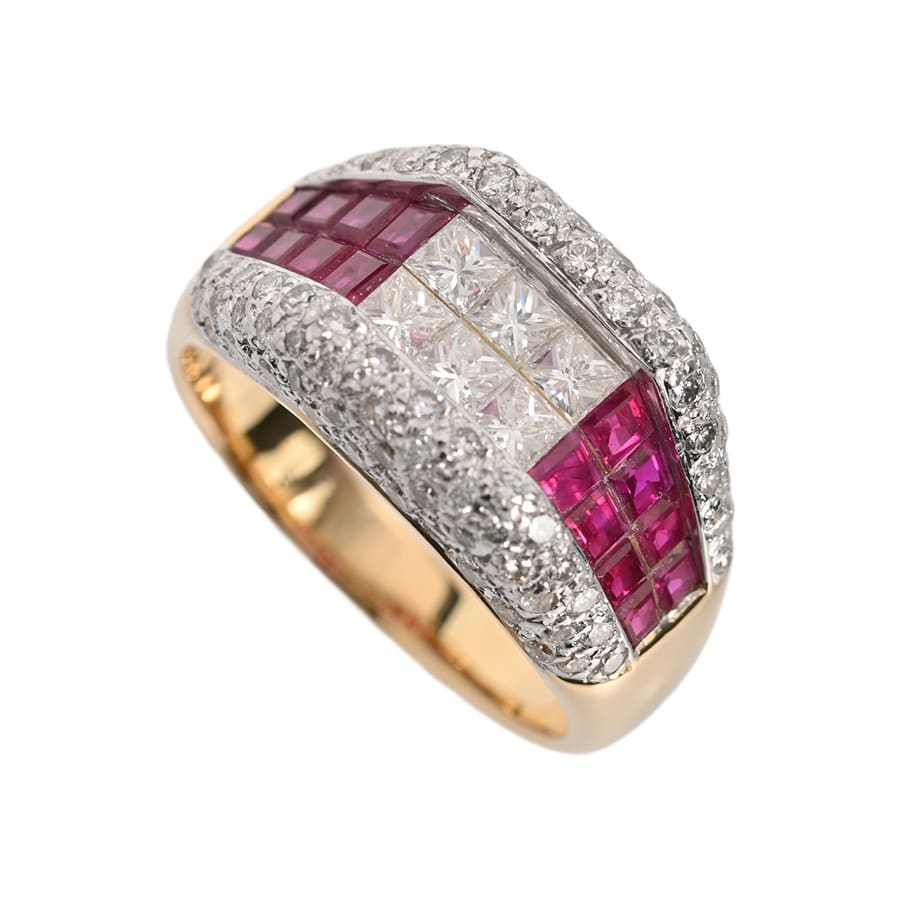 【中古A品】  ノンブランドジュエリー ルビー リング   K18YG/WG SHIBUYA