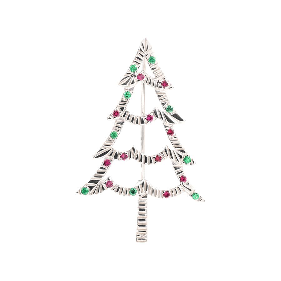 【中古A品】  ミキモト クリスマスツリーモチーフ   K18ホワイトゴールド SHIBUYA