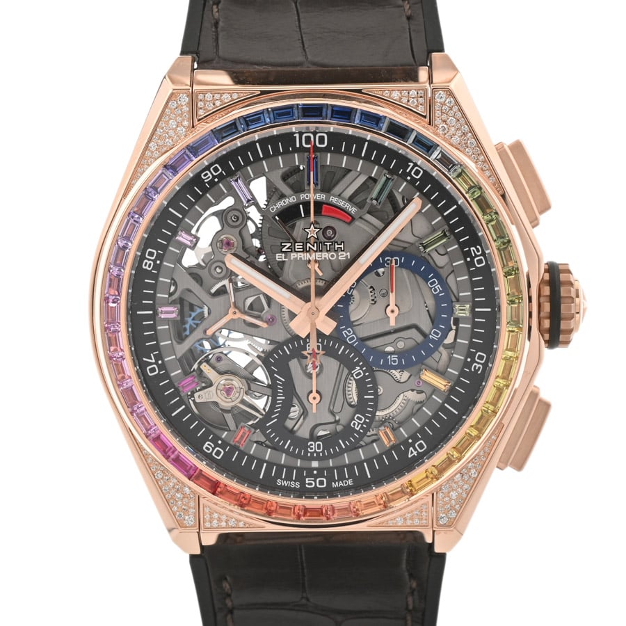 【中古A品】  ゼニス デファイ エル プリメロ21 レインボー  22.9003.9004/72.R585 ピンクゴールド 銀座