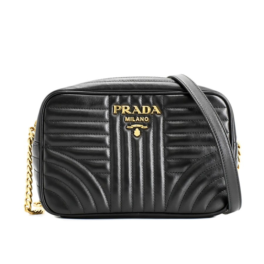【中古A品】  プラダ ダイアグラムチェーンショルダーバッグ  1BH083 カーフ THE YOKOHAMA FRONT