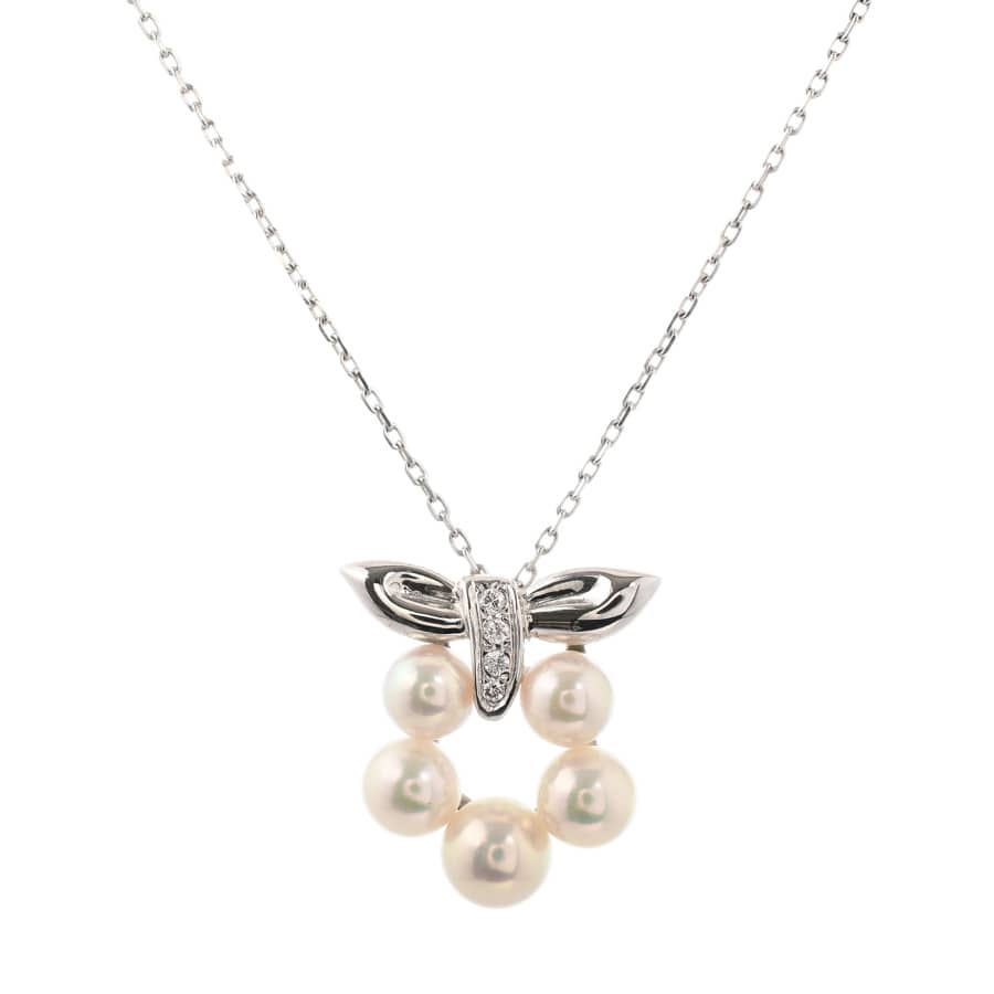 【中古A品】  ミキモト パール ネックレス   K18ホワイトゴールド 元町本店