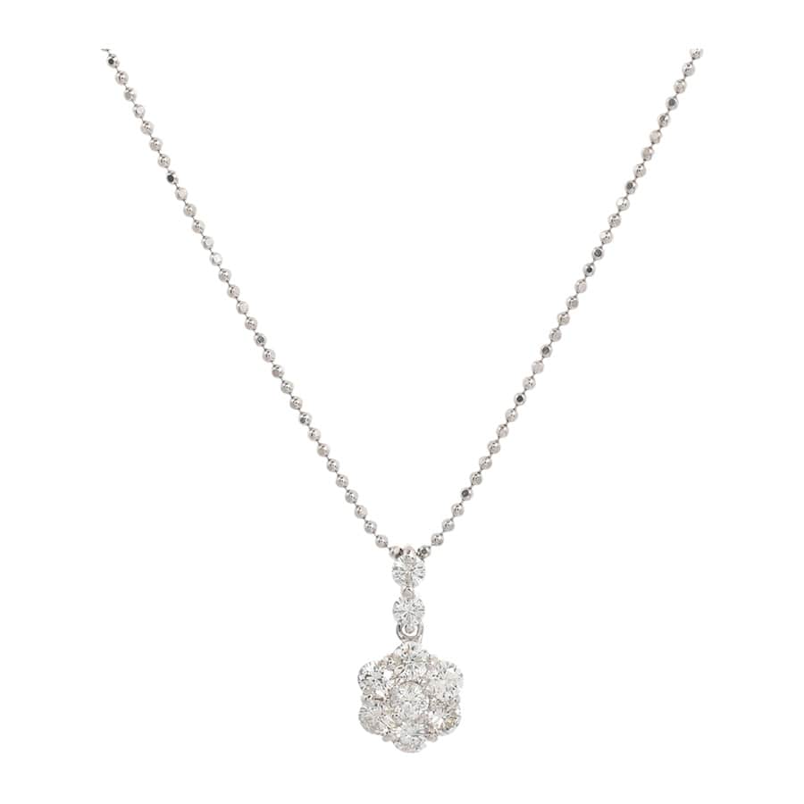 【中古A品】  ノンブランドジュエリー ダイヤ ネックレス   K18ホワイトゴールド SHIBUYA