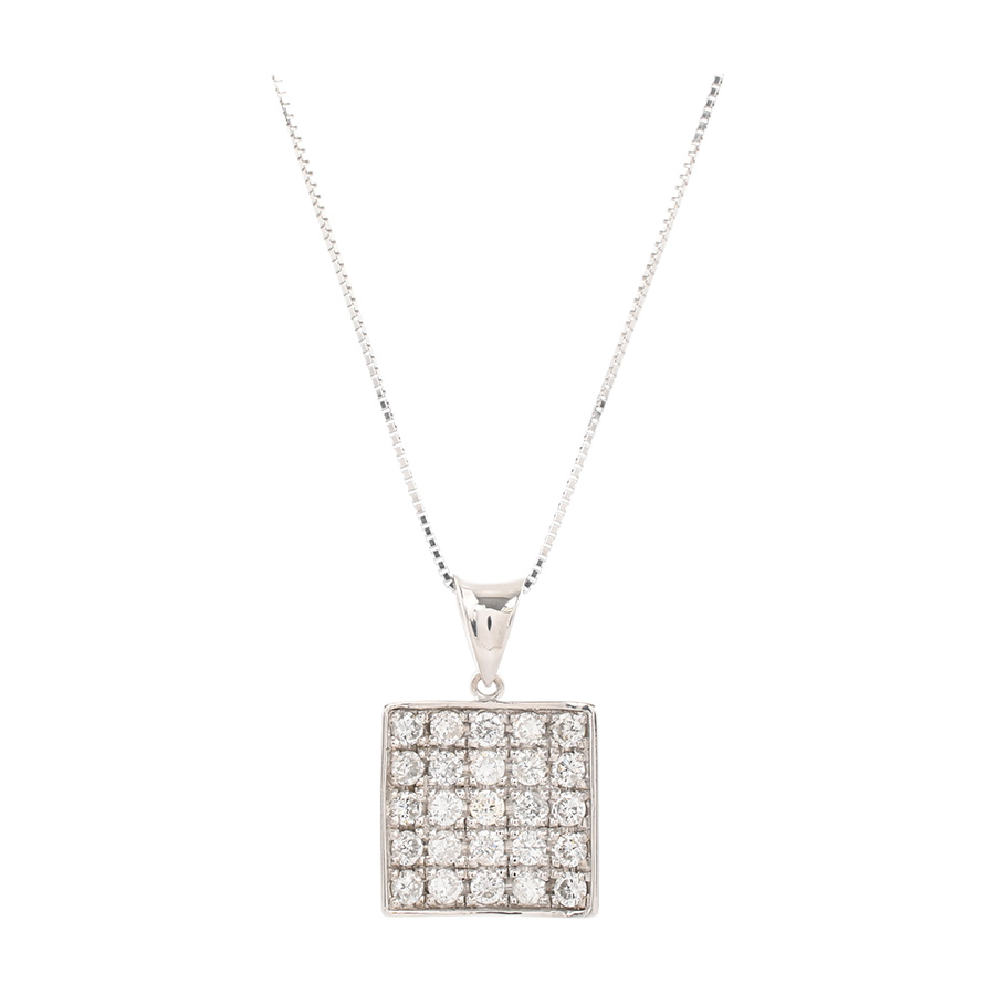 【中古A品】  ノンブランドジュエリー ダイヤ ネックレス   K18ホワイトゴールド 銀座