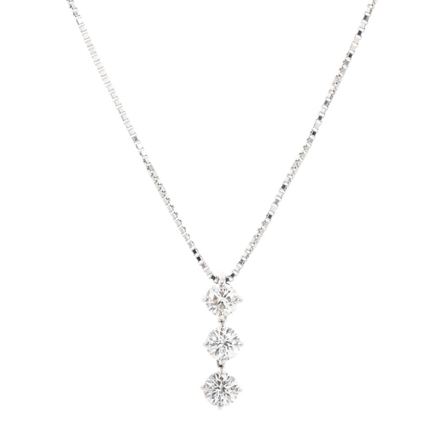 【中古A品】  トリロジー ダイヤ ネックレス   プラチナ900/850(Pt900/850) 元町本店