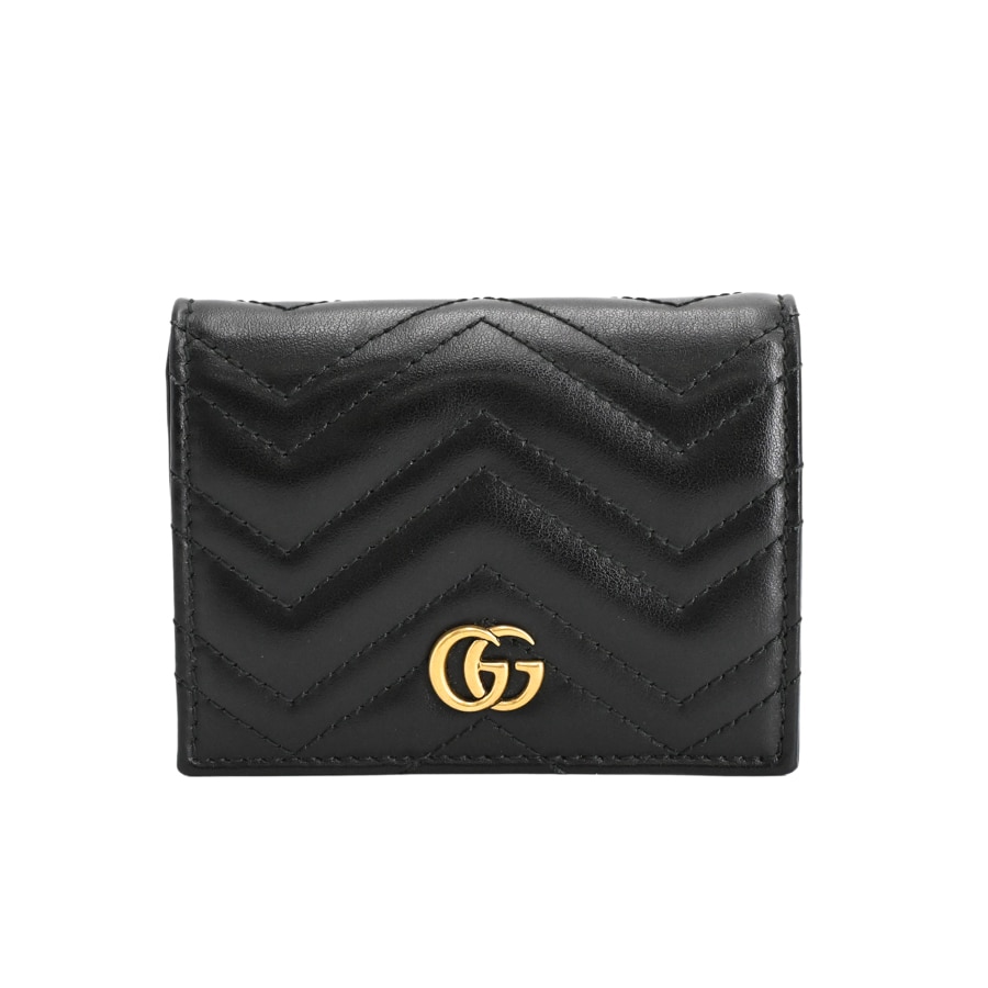 【中古A品】  グッチ ダブルGミニウォレット GGマーモント 466492 カーフ 元町本店