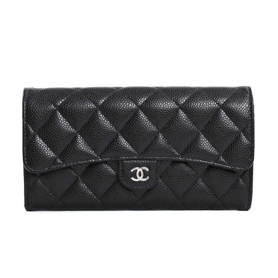 【中古SA品】  シャネル クラシックロングフラップウォレット  AP0241 キャビア 元町本店