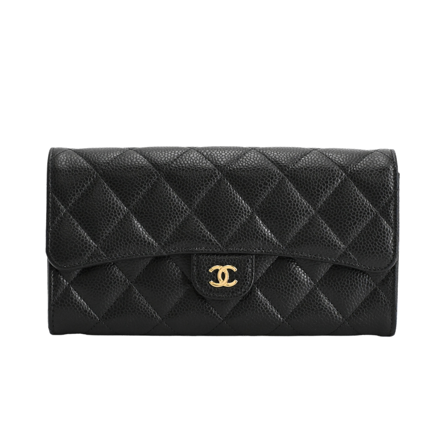 【中古SA品】  シャネル クラシックロングフラップウォレット  AP0241 キャビア 元町本店