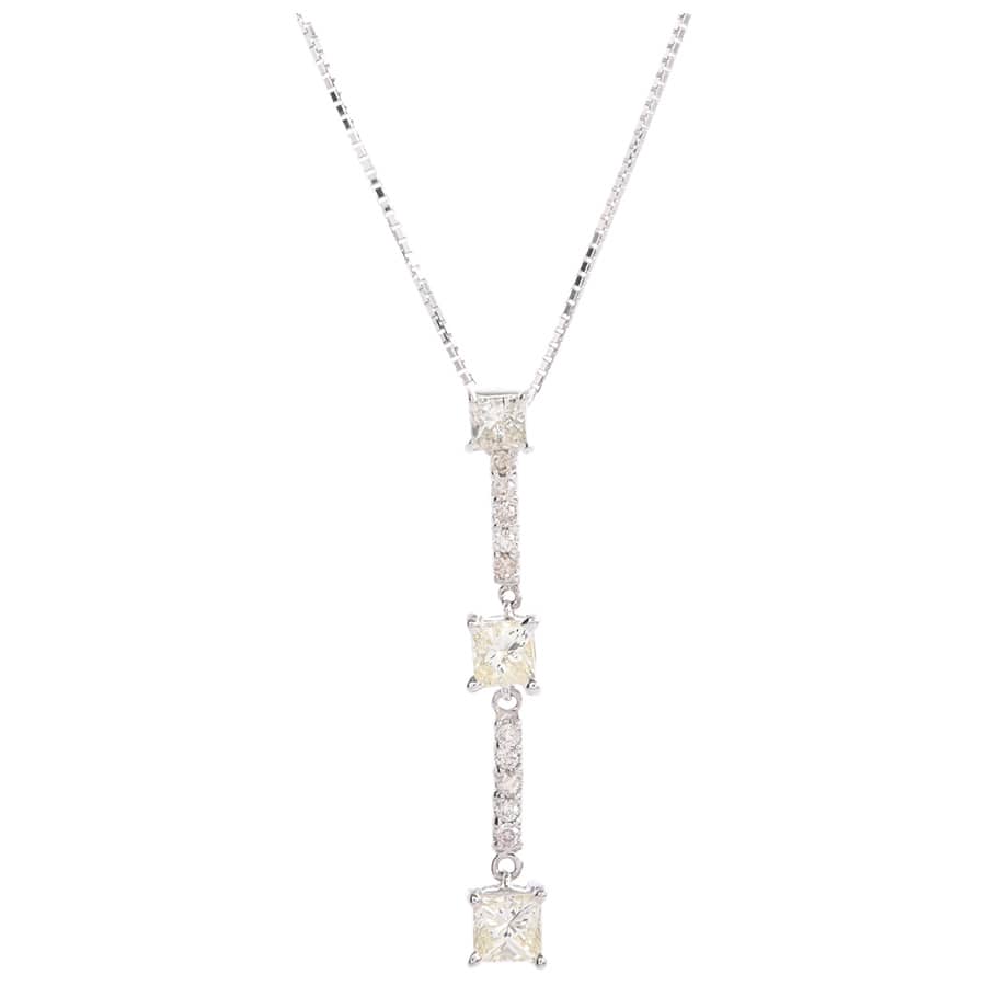 【中古A品】  ノンブランドジュエリー ダイヤ ネックレス   K18ホワイトゴールド 元町本店
