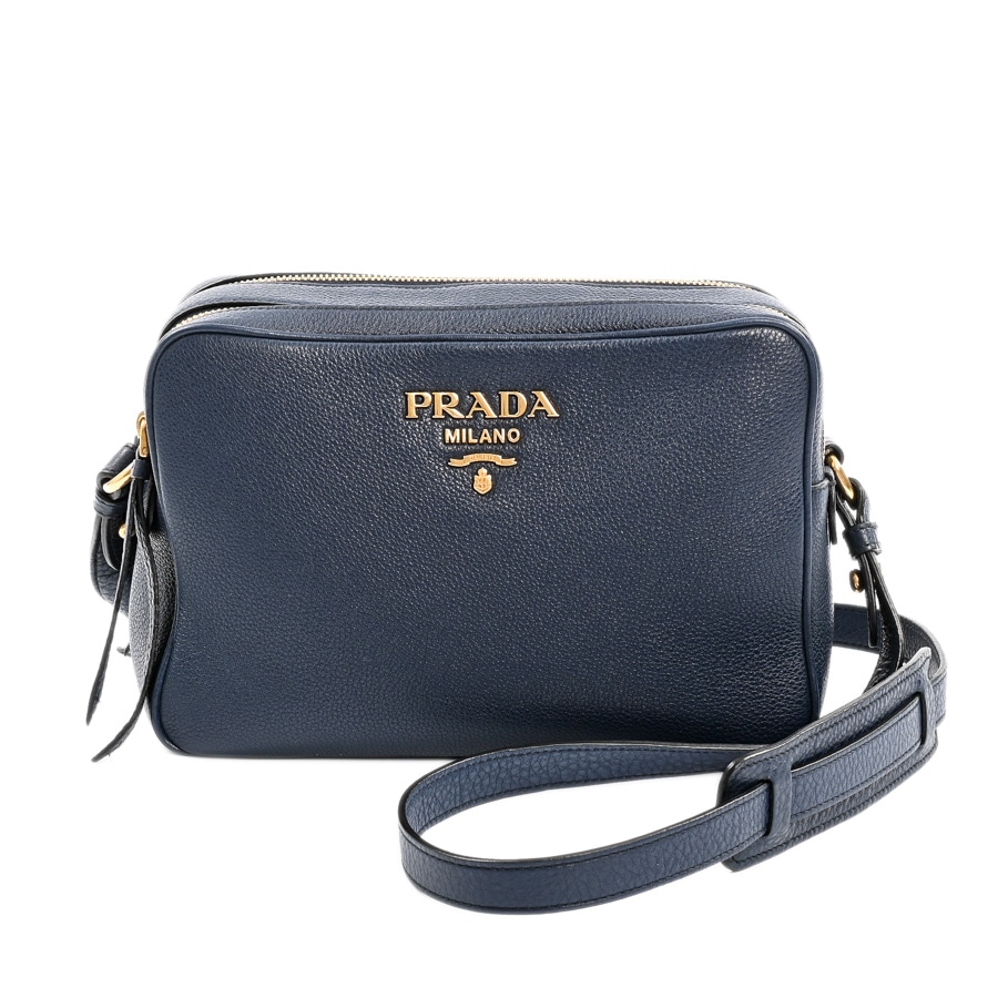 【中古A品】  プラダ ダブルジップショルダーバッグ  1BH079 型押しレザー THE YOKOHAMA FRONT